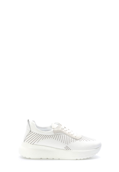 Tugerdi Beyaz Hakiki Deri Beyaz Hafif Taban Bağcıklı Şık Kadın Casual Ayakkabı TG099822611420