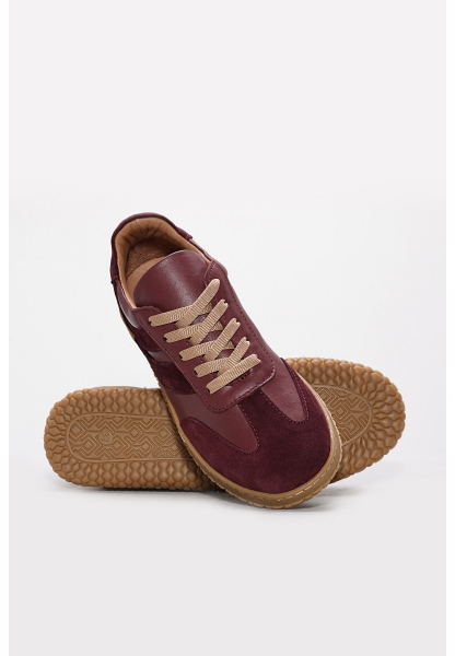 Tugerdi Bordo İçi Dışı Hakiki Deri Termo Taban Bağcıklı Günlük Kadın Ayakkabı TG092462612414