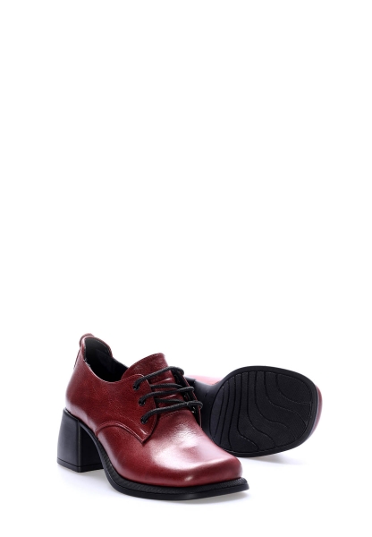 Tugerdi İçi Dışı Hakiki Deri Bordo Kadın Kalın Topuklu Ayakkabı AH08217261906