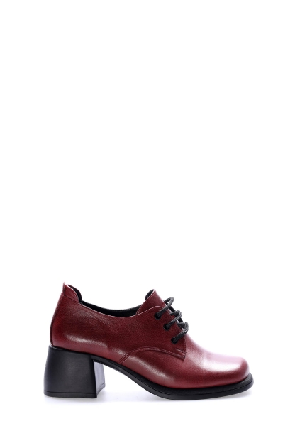 Tugerdi İçi Dışı Hakiki Deri Bordo Kadın Kalın Topuklu Ayakkabı AH08217261906