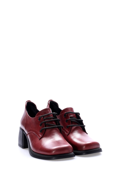 Tugerdi İçi Dışı Hakiki Deri Bordo Kadın Kalın Topuklu Ayakkabı AH08217261906