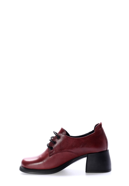 Tugerdi İçi Dışı Hakiki Deri Bordo Kadın Kalın Topuklu Ayakkabı AH08217261906