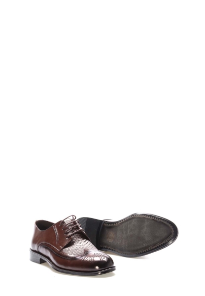 Tugerdi Kahve Hakiki Deri Neolit Taban Bağcıklı Klasik Erkek Ayakkabı TG09218131816