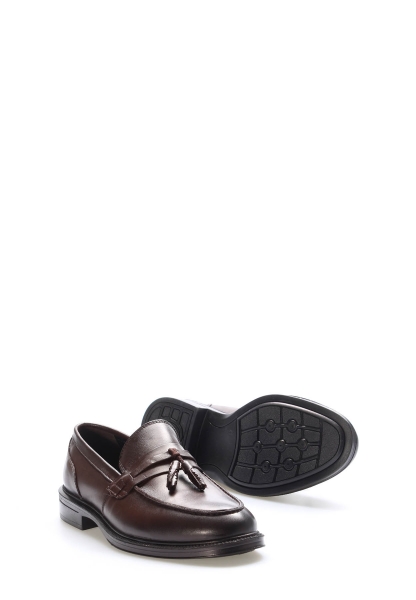 Tugerdi Kahve Püsküllü Hakiki Deri Termo Taban Kaliteli Erkek Klasik Ayakkabı TG098191311411