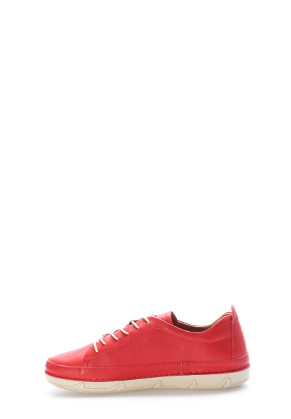 Tugerdi Kırmızı Hakiki Deri Bağcıklı Termo Taban Kaliteli Günlük Kadın Ayakkabı TG0916026111360