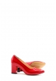 Tugerdi Kırmızı Rugan Hakiki Deri Jurdan Taban Kalın Topuklu Kadın Ayakkabı TG09064261767
