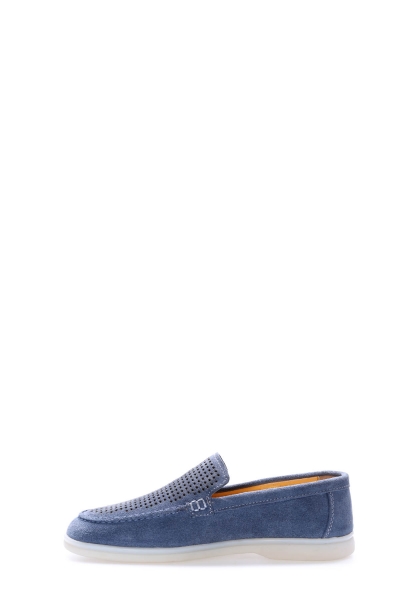 Tugerdi Mavi Kot Hakiki Deri Kauçuk Taban Erkek Casual Ayakkabı TG098191310201221028