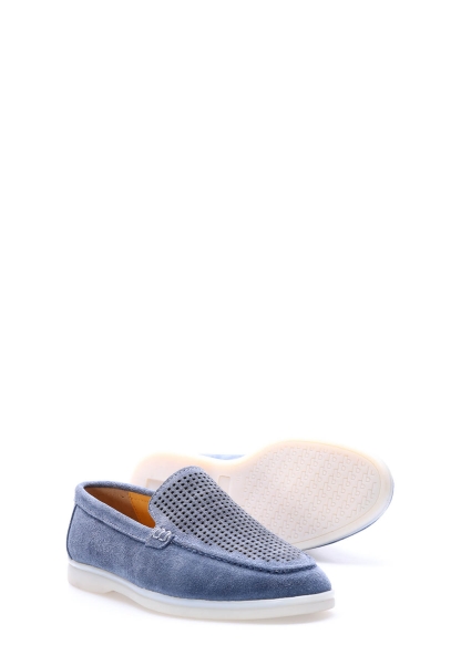 Tugerdi Mavi Kot Hakiki Deri Kauçuk Taban Erkek Casual Ayakkabı TG098191310201221028