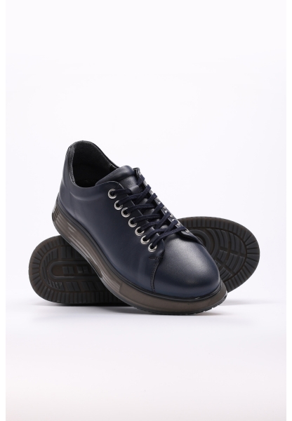 Tugerdi Lacivert Hakiki Deri Bağcıklı Eva Taban Erkek Casual Ayakkabı TG09154131241411