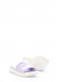 Tugerdi Lila Hakiki Deri Termo Beyaz Taban Kaliteli Düz Kadın Terlik TG092272611511014
