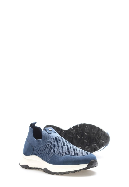 Tugerdi Mavi Hakiki Deri Eva Beyaz Taban Kaliteli Erkek Spor Ayakkabı TG092141312939