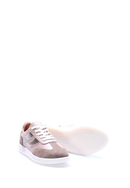 Tugerdi Pudra İçi Dışı Hakiki Deri Bağcıklı Termo Taban Kaliteli Kadın Casual Ayakkabı TG092462612412