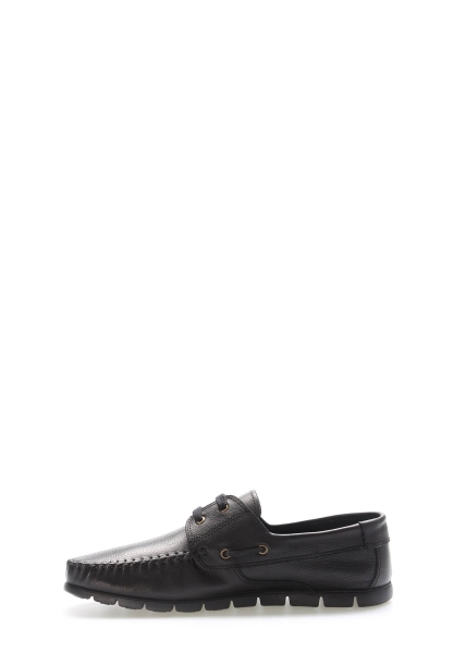 Tugerdi Siyah İçi Dışı Hakiki Deri Kauçuk Taban Bağcıklı Erkek Loafer Ayakkabı TG096281316511