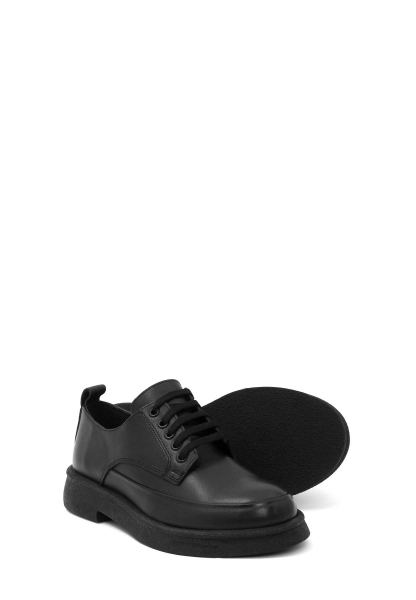 Tugerdi Siyah Hakiki Deri Bağcıklı Hafif Siyah Taban Kadın Casual Ayakkabı TG0921726121312