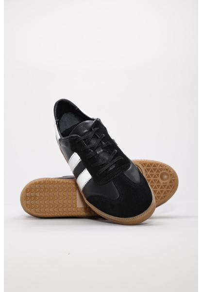 Tugerdi Siyah-Beyaz Hakiki Deri Termo Taban Bağcıklı Erkek Casual Ayakkabı TG09154131811