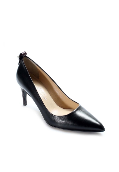 Tugerdi Hakiki Deri Siyah Bordo Jurdan Taban Kadın İnce Topuk Şık Ayakkabı TG0901926426-499