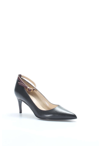Tugerdi Siyah Bordo Hakiki Deri Jurdan Taban Kemerli İnce Topuklu Kadın Ayakkabı TG0901926121908