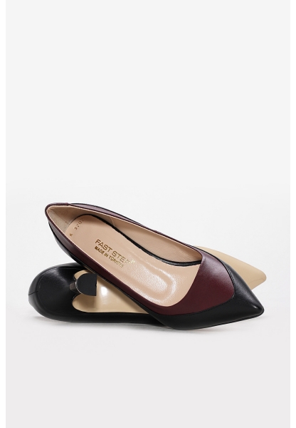 Tugerdi İçi Dışı Hakiki Deri Siyah Bordo Şık Kadın İnce Topuk Ayakkabı AH082152613307