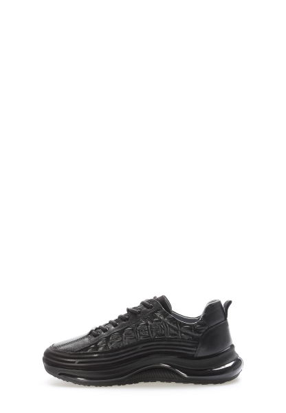 Tugerdi Siyah İçi Dışı Hakiki Deri Hafif Taban Bağcıklı Erkek Spor Ayakkabı TG091261311414