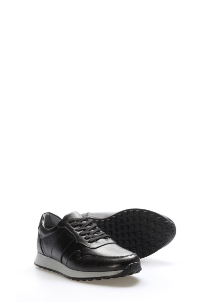 Tugerdi Siyah Hakiki Deri Bağcıklı Termo Taban Erkek Sneaker Ayakkabı TG099511310712011223
