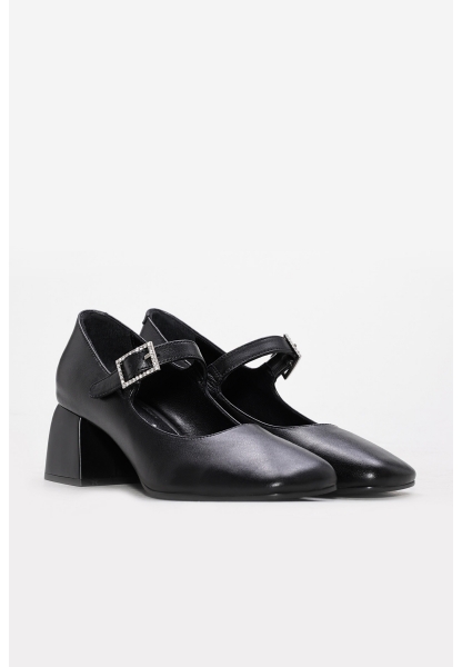 Tugerdi İçi Dışı Hakiki Deri Siyah Jurdan Kadın Kalın Topuklu Ayakkabı AH080102618819