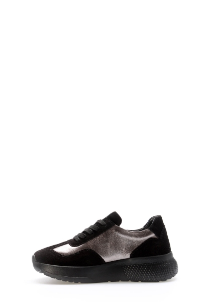 Tugerdi Siyah Hakiki Deri Bağcıklı Siyah Hafif Taban Kadın Casual Ayakkabı TG099822611460