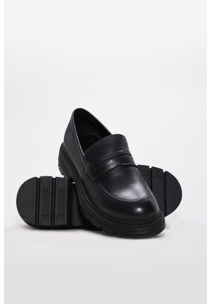 Tugerdi Siyah İçi Dışı Hakiki Deri Hafif Taban Kadın Günlük  Ayakkabı TG0921726161444