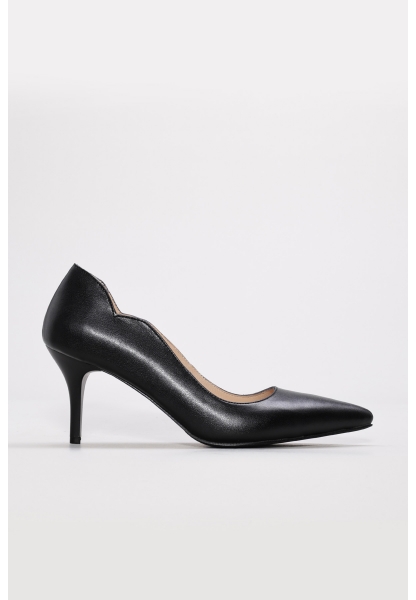 Tugerdi Siyah İnce Topuklu Hakiki Deri Jurdan Taban Kadın Ayakkabı TG092152612998