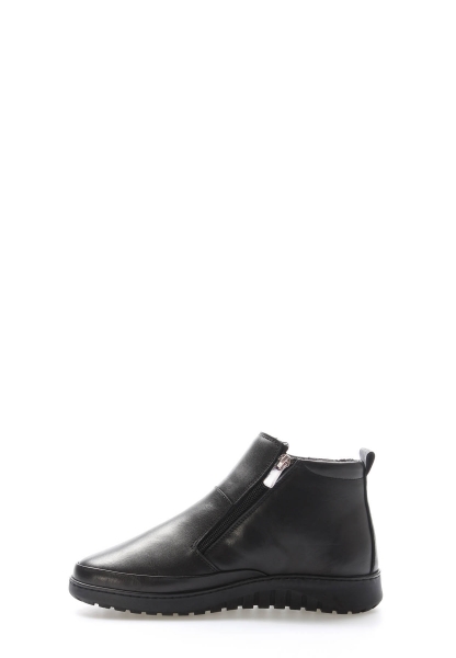 Tugerdi Siyah Hakiki Deri Hafif Taban Fermuarlı Klasik Kadın Bot TG09972192617970