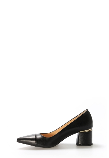Tugerdi Siyah Hakiki Deri Jurdan Taban Kaliteli Topuklu Kadın Ayakkabı TG0921526121173