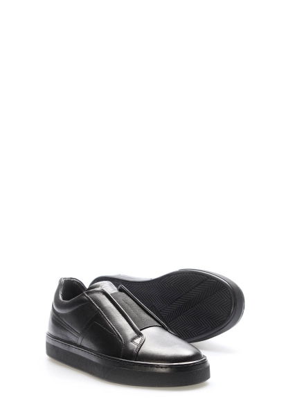 Tugerdi Siyah İçi Dışı Hakiki Deri Lastikli Kauçuk Taban Kaliteli Erkek Günlük Ayakkabı TG09819131635