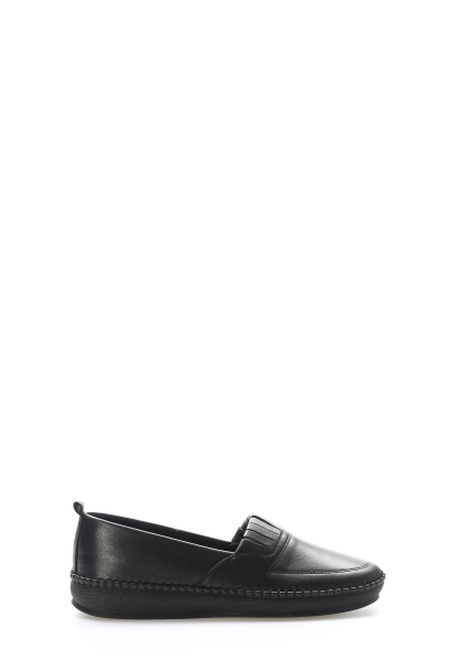 Tugerdi Siyah Hakiki Deri Hafif Siyah Taban Kaliteli Kadın Casual Ayakkabı TG091642612420