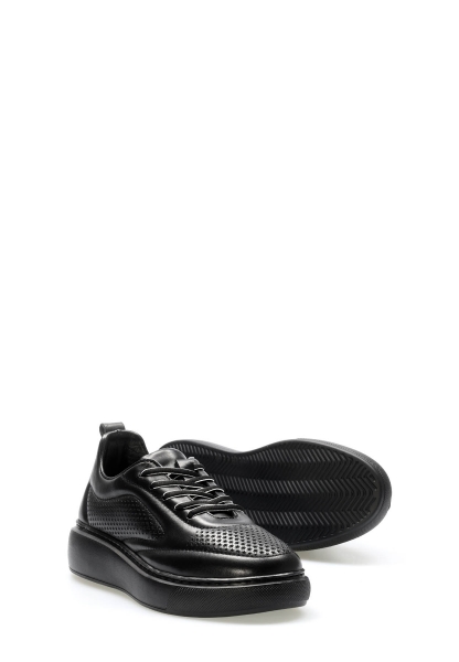 Tugerdi Siyah İçi Dışı Hakiki Deri Siyah Hafif Taban Bağcıklı Kadın Casual Ayakkabı TG095832612916