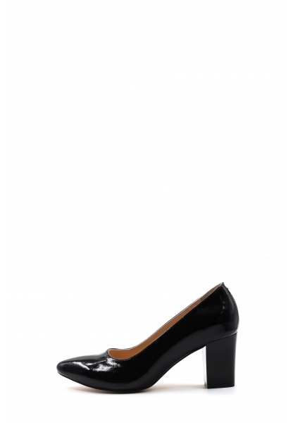 Tugerdi Siyah Rugan Hakiki Deri Jurdan Taban Kalın Topuklu Kadın Ayakkabı TG09064261767