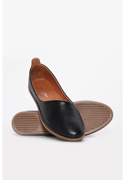 Tugerdi Siyah İçi Dışı Hakiki Deri Jel Taban Kaliteli Kadın Babet Ayakkabı TG092402612510