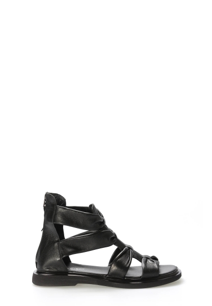 Tugerdi Siyah İçi Dışı Hakiki Deri Siyah Hafif Taban Kaliteli Kadın Sandalet TG09124261526