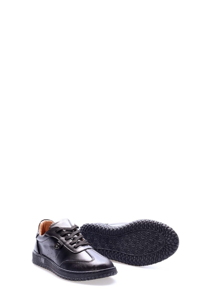 Tugerdi Siyah Hakiki Deri Siyah Termo Taban Bağcıklı Tarz Kadın Casual Ayakkabı TG092462612413