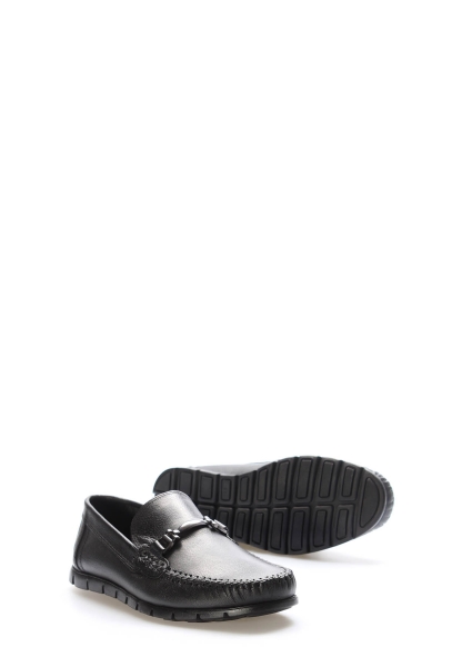 Tugerdi Siyah İçi Dışı Hakiki Deri Kauçuk Taban Tokalı Kaliteli Erkek Loafer Günlük Ayakkabı TG0962813516