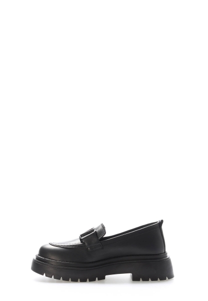 Tugerdi Siyah Hakiki Deri Hafif Taban Tokalı Kaliteli Kadın Casual Ayakkabı TG091642612457