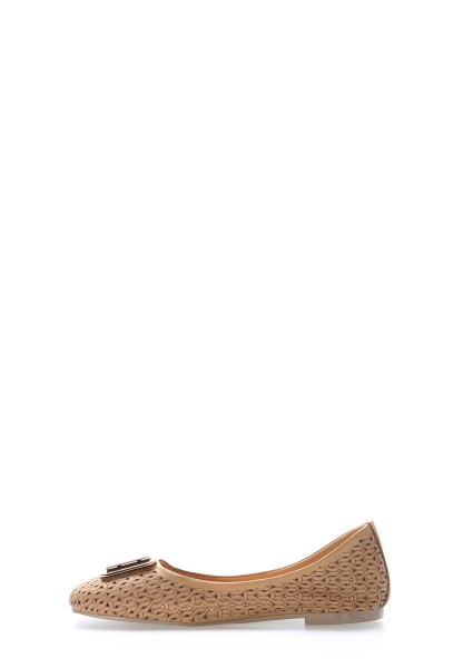 Tugerdi Taba Hakiki Deri Tokalı Hafif Taban Kaliteli Kadın Babet Ayakkabı TG092102610412