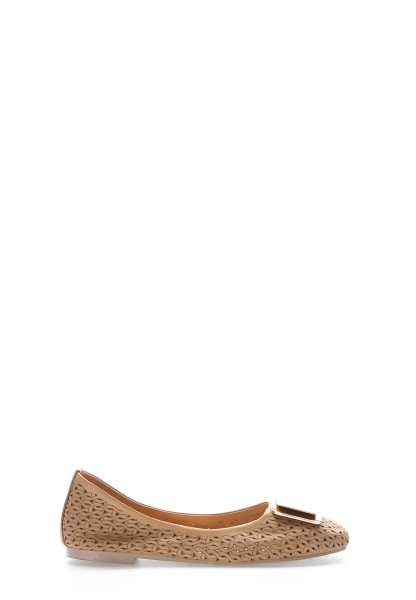 Tugerdi Taba Hakiki Deri Tokalı Hafif Taban Kaliteli Kadın Babet Ayakkabı TG092102610412