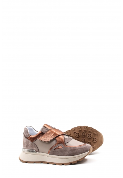 Tugerdi Vizon Bakır Hakiki Deri Termo Taban Cırtlı Kadın Casual Ayakkabı TG0975726124465