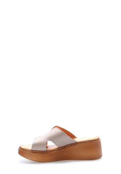 Tugerdi Vizon Hakiki Deri Hafif Taban Dolgu Topuklu Kaliteli Kadın Terlik TG09972ZA1670