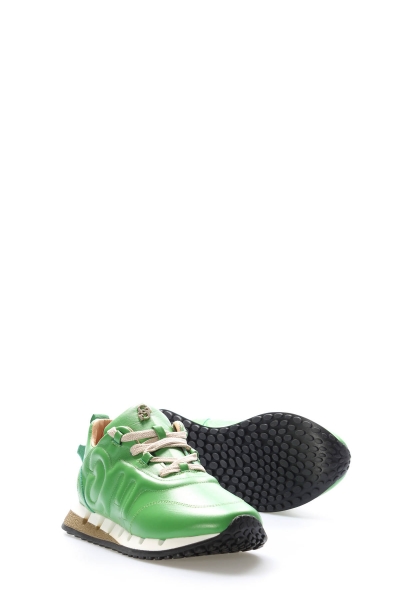 Tugerdi Yeşil İçi Dışı Hakiki Deri Termo Taban Bağcıklı Kaliteli Kadın Casual Ayakkabı TG09167261400873