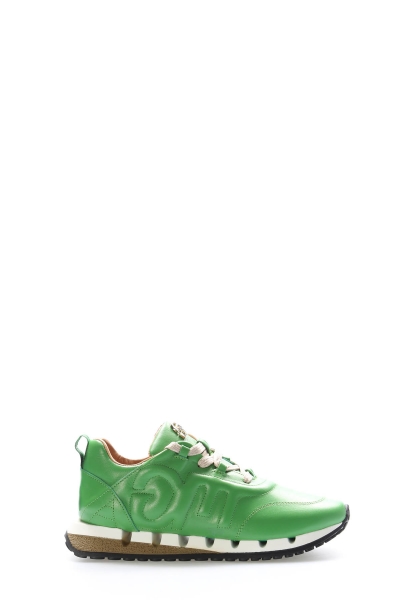 Tugerdi Yeşil İçi Dışı Hakiki Deri Termo Taban Bağcıklı Kaliteli Kadın Casual Ayakkabı TG09167261400873