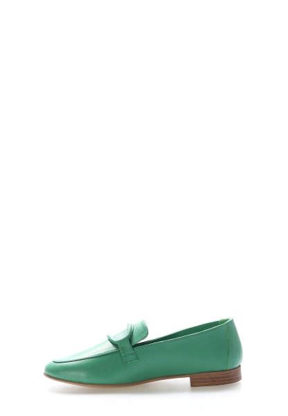 Tugerdi Yeşil İçi Dışı Hakiki Deri Hafif Taban Kaliteli Kadın Babet Ayakkabı TG096572615410