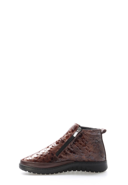 Tugerdi Taba Kroko Hakiki Deri Hafif Taban Fermuarlı Klasik Kadın Bot TG09972192617970