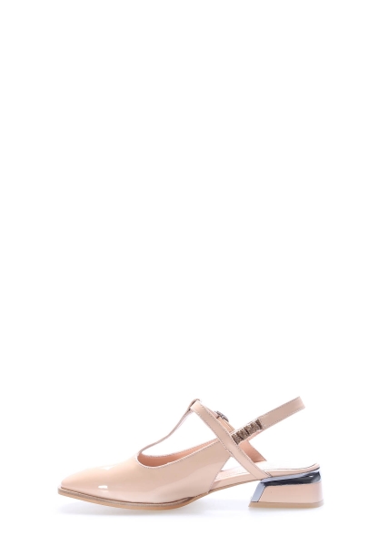 Tugerdi Bej Ruan Hakiki Deri Jurdan Taban Kemerli Kaliteli Topuklu Kadın Ayakkabı TG09064261522