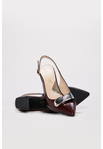 Tugerdi Bordo Rugan İçi Dışı Hakiki Deri  Jurdan Taban Topuklu Kadın Ayakkabı TG0921526121387