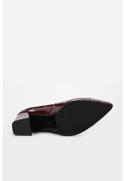 Tugerdi İçi Dışı Hakiki Rugan Deri Bordo Kadın Topuklu Ayakkabı AH082152613269